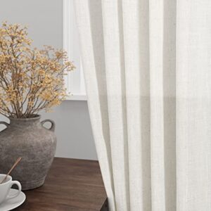 Cream Linen Back Tab Curtains 84 Inch Length for Living Room 2 Panel Set Neutral Modern Farmhouse Window Curtain Privacy Semi Sheer Linen Drapes Rustic Pinch Pleated Look Curtain Natural Ivory Colored