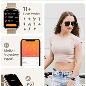 Smart Watches for Women (Answer/Make Call), Bluetooth Smartwatch for Android Phones and iPhone, Waterproof Fitness Tracker with Text, Heart Rate, Blood Oxygen, Sleep Monitor (Gold)