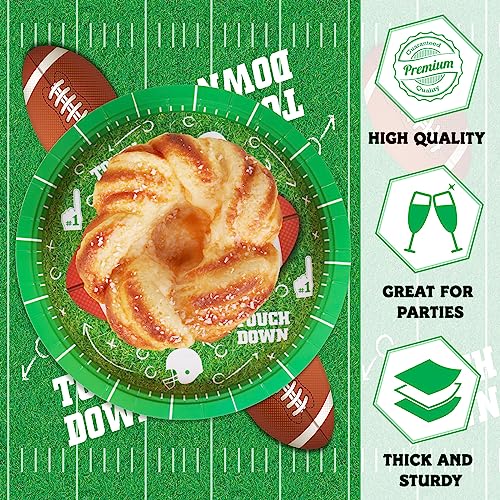 DECORLIFE 2023 Football Party Supplies for 30 Guests, 9 Inch Football Paper Plates, Perfect for Kid's Birthday and Football Party Decorations