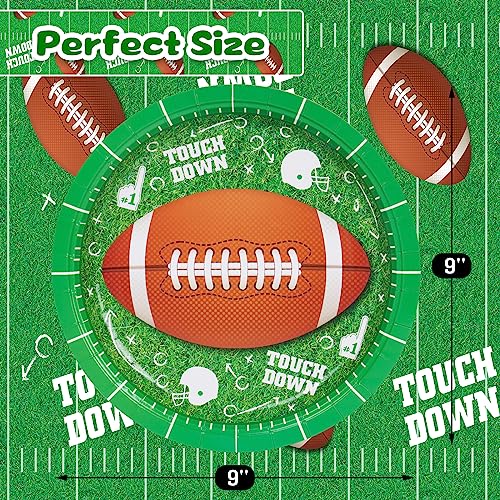 DECORLIFE 2023 Football Party Supplies for 30 Guests, 9 Inch Football Paper Plates, Perfect for Kid's Birthday and Football Party Decorations