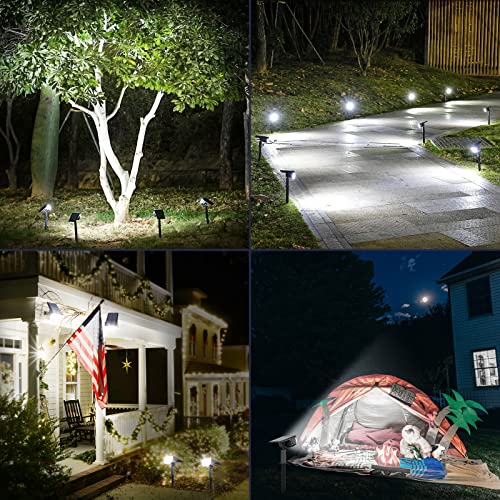 LOONHIM Solar Spot Lights Outdoor Garden IP65 Waterproof, 45 LEDs USB & Solar Powered Landscape Spotlight, 3 Modes Cool White Auto ON/Off House Lights, Bright Lighting for Yard, Tree, Flagpole, 4 Pack