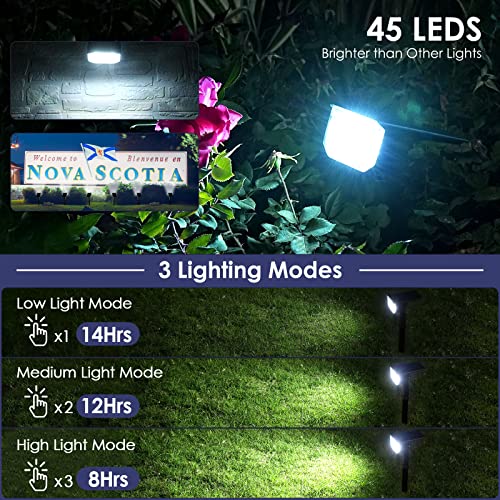 LOONHIM Solar Spot Lights Outdoor Garden IP65 Waterproof, 45 LEDs USB & Solar Powered Landscape Spotlight, 3 Modes Cool White Auto ON/Off House Lights, Bright Lighting for Yard, Tree, Flagpole, 4 Pack