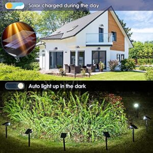 LOONHIM Solar Spot Lights Outdoor Garden IP65 Waterproof, 45 LEDs USB & Solar Powered Landscape Spotlight, 3 Modes Cool White Auto ON/Off House Lights, Bright Lighting for Yard, Tree, Flagpole, 4 Pack