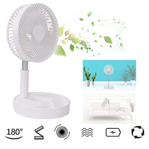 Portable Desk Fan,Foldable Fan Pedestal Stand Floor Fan with Remote Controller Adjustable Height from 14.2'' o 39'', 4 Speeds & Time Settings, 7200mAh Rechargeable Telescopic Oscillate USB Charging