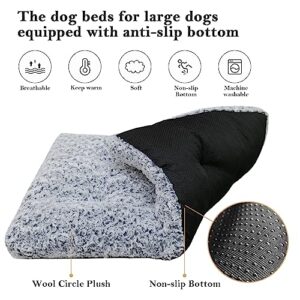 WNPETHOME Washable Dog Beds for Large Dogs, Crate Dog Bed C-1, Plush Dog Crate Bed Mat for Sleeping & Ease Anxiety, Fluffy Kennel Pad for Large, Medium Dogs (35 x 23 x 3 inch)