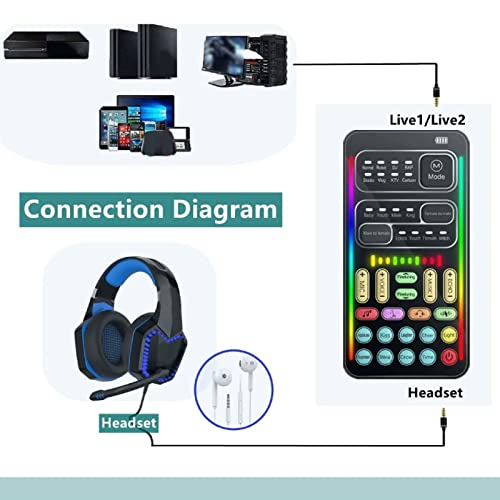 Voice Changer for PS4 PS5 Xboxone Switch Phone, 8 Sound Effects, Live Broadcast Card Gift Adults Kids, Handheld Mini Microphone Voice Changer Disguiser Modulator