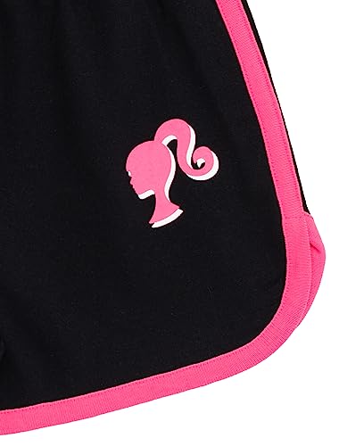 Barbie Big Girls T-Shirt and Dolphin Active Shorts Outfit Set Pink/Black 10-12