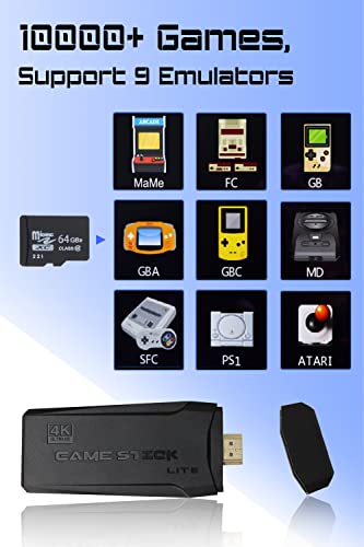 Apriluna Retro Game Console Wireless HDMI Output System，Built in 10000+ Classic Handheld Games 2.4G Wireless Controllers, 9 Emulator Consoles