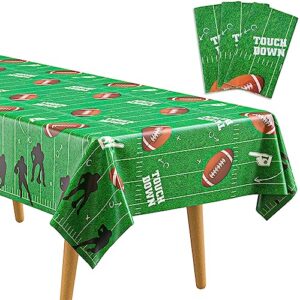 decorlife 3 pack football tablecloths, 108 x 54 inch football themed table covers football party decorations