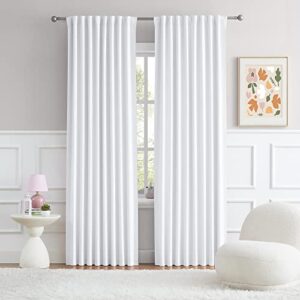 dualife back tab/rod pocket bedroom window curtains - half blackout pure white curtains 90 inches long, room darkening thermal insulated window treatment panels 52 x 90 inch, 2 panels