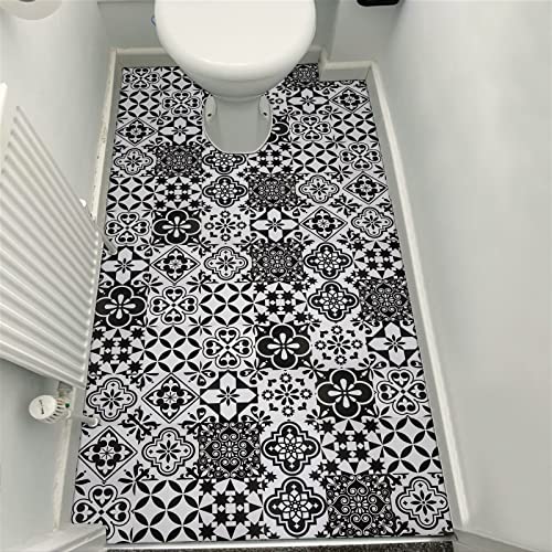 Peel and Stick Floor Tile Black and White Vinyl Flooring 7.87in X 7.87in Peel and Stick Tiles for Kitchen Bathroom, 10 Different Pattern