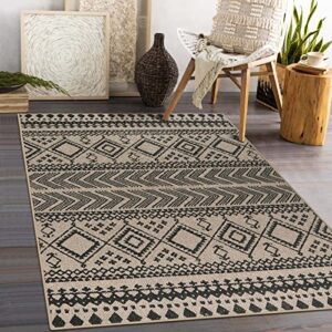 Lahome Boho Easy Jute Area Rug - 3x5 Machine Washable Front Door Mat Black Entryway Rug Geometric Kitchen Rugs, Southwestern Non Slip Indoor Outdoor Rug Kitchen Carpet for Living Bedroom Office Foyer