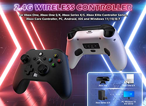 Gamrombo 2 Pack Wireless Controller Replacement for Xbox One, Compatible with Xbox One X/S, Xbox Series X/S, PC Windows 10 11 with Audio Jack & Volume Button/Turbo/Macro/Motion Control & Dual Shock (Black+White)