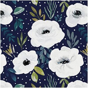 HAOKHOME 93245-3 Peel and Stick Floral Wallpaper Home Decor Removable Navy/White/Blue Vinyl Self Adhesive Mural 17.7in x 9.8ft