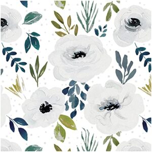 haokhome 93245-2 peel and stick floral wallpaper home decor removable white/grey/black vinyl self adhesive mural 17.7in x 9.8ft