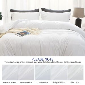 MUXHOMO Duvet Cover Queen Size, White Duvet Set Queen 3 Pieces, Cooling Queen Size Duvet Covers Set, Brushed Microfiber Comforter Cover with Zipper Closure and 2 Pillow Cases (90"×90")