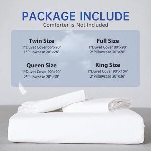 MUXHOMO Duvet Cover Queen Size, White Duvet Set Queen 3 Pieces, Cooling Queen Size Duvet Covers Set, Brushed Microfiber Comforter Cover with Zipper Closure and 2 Pillow Cases (90"×90")