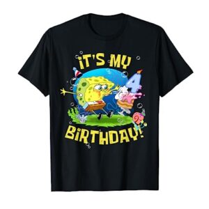 Mademark x SpongeBob SquarePants - Spongebob It's My 4th Birthday Cake 4 Years Old Spongebob T-Shirt