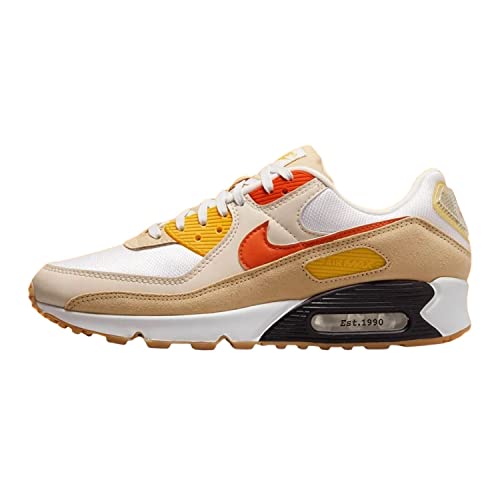 Nike mens Air Max 90 SE Shoes, Summit White/Safety Orange, 11