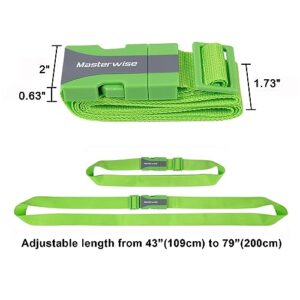 Masterwise Luggage Straps, 79” Adjustable Luggage Straps for Suitcases TSA Approved Travel Belt Suitcase Strap to Keep Your Suitcase Secure While Traveling (Green, 2pcs)