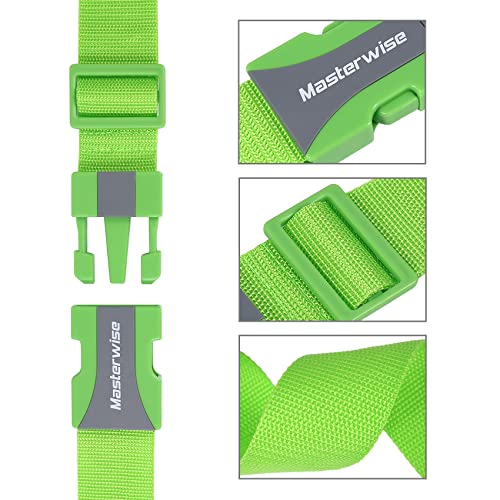 Masterwise Luggage Straps, 79” Adjustable Luggage Straps for Suitcases TSA Approved Travel Belt Suitcase Strap to Keep Your Suitcase Secure While Traveling (Green, 2pcs)