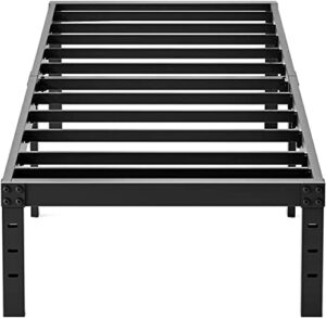 artimorany twin-bed-frames 18-inch, heavy duty platform bed frame, steel slats support mattress foundation, no box spring needed, noise free, black