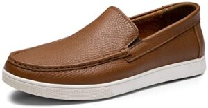 jousen men's loafers & slip-ons leather mens casual shoes(amy3048a tan 10)