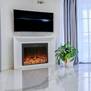 Psrimaster 28” Electric Fireplace Inserts with Remote Control, Touch Screen, Overheating Protecting, 3 Color Flame, 9H Timer, Indoor