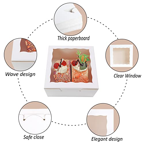 RomanticBaking 40 Pack Bakery Boxes 4x4x2 Inches Cookies Boxes Mini Bundt Cake Boxes Pie Boxes Cinnamon Roll Treat Boxes Chocolate Truffle Boxes Party Wedding Favor