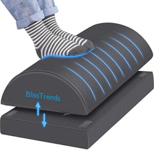 blisstrends foot rest for under desk at work-versatile foot stool with washable cover-comfortable footrest with 2 adjustable heights for car,home and office to relieve back,lumbar,knee pain-gray long