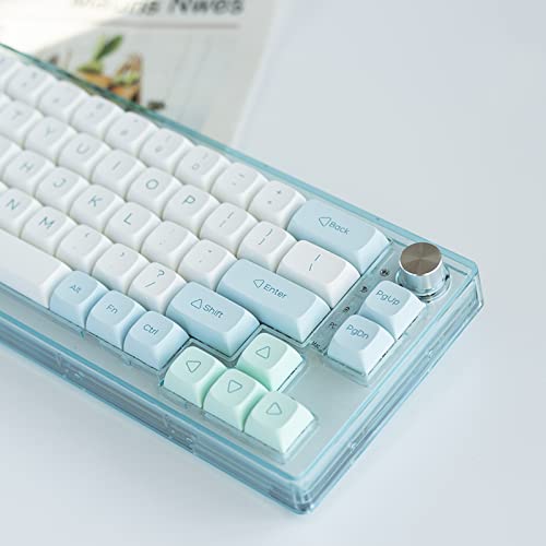 JOLINTAL 134 Keys White Green Keycaps, PBT Light Blue Keycaps, XDA Profile Keycaps Dye Sublimation Keycaps, 60 Percent Keycaps Set Suitable for Cherry MX Gaming Mechanical Keyboards (Crystal Mint)