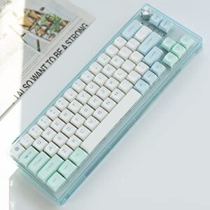 JOLINTAL 134 Keys White Green Keycaps, PBT Light Blue Keycaps, XDA Profile Keycaps Dye Sublimation Keycaps, 60 Percent Keycaps Set Suitable for Cherry MX Gaming Mechanical Keyboards (Crystal Mint)