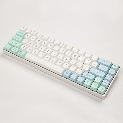 JOLINTAL 134 Keys White Green Keycaps, PBT Light Blue Keycaps, XDA Profile Keycaps Dye Sublimation Keycaps, 60 Percent Keycaps Set Suitable for Cherry MX Gaming Mechanical Keyboards (Crystal Mint)