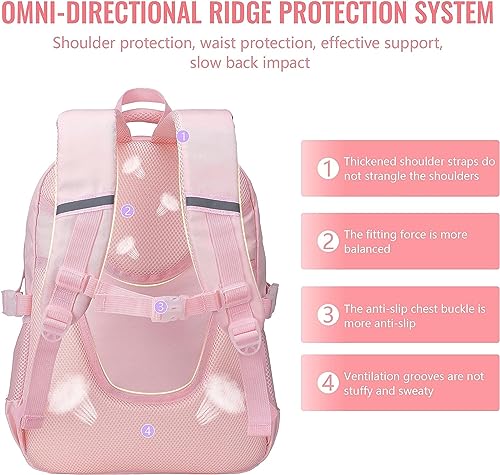 TOTEXISAP Cute Backpacks for Girls, Pink Kawaii Girls Backpack, Large School Bag for Kids, Book Bag for Elementary School, Mochila Para 5.6.7.8.9.10 Niñas