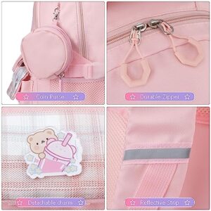 TOTEXISAP Cute Backpacks for Girls, Pink Kawaii Girls Backpack, Large School Bag for Kids, Book Bag for Elementary School, Mochila Para 5.6.7.8.9.10 Niñas