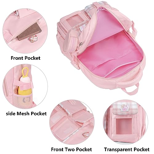 TOTEXISAP Cute Backpacks for Girls, Pink Kawaii Girls Backpack, Large School Bag for Kids, Book Bag for Elementary School, Mochila Para 5.6.7.8.9.10 Niñas