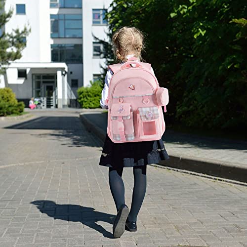 TOTEXISAP Cute Backpacks for Girls, Pink Kawaii Girls Backpack, Large School Bag for Kids, Book Bag for Elementary School, Mochila Para 5.6.7.8.9.10 Niñas