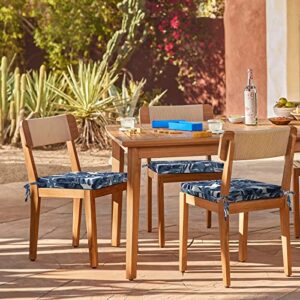 LVTXIII Outdoor Seat Cushions Set of 4 Square Corner Chair Cushions with Ties, Patio Chair Pads for Home Office and Patio Garden Furniture Decoration 18.5"x16"x2", Palm Blue