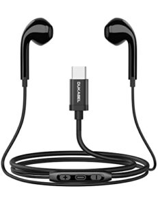 usb c earphones, dukabel usb type c headphones with microphone, 4ft usb c in-ear earbuds for samsung s21 s22 s23 dac stereo usb c wired earbuds for android smartphone galaxy s20 fe note 20 pixel 7 pro