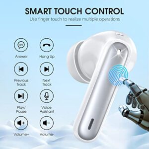Wireless Earbuds Bluetooth 5.3 Headphones 40 Hrs Playtime with LED Display, Deep Bass Stereo and Noise Cancelling Bluetooth Ear Buds IP7 Waterproof Wireless Earphones with Mic for iPhone Android White