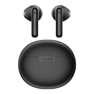 edifier x2 true wireless bluetooth headphones earbuds with 28 hour playtime, dual mic voice noise reduction for crystal-clear calls, lightweight headphones, black
