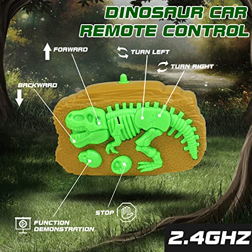 Dinosaur Remote Control Truck Toys, Dinosaur RC Stunt Car 360 Degree Rotation with LED Light, Monster Truck Toys for Kids Toddlers, Christmas Birthday Gifts for Boys Girls Age 3-8