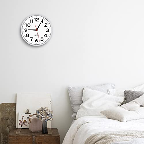 HIPPIH Wall Clock 2 Pack, 10 Inch Modern Wall Clocks Battery Operated, Non Ticking Silent Wall Clock, Simple Small Analog Wall Clock for Living Room, Bedroom, School, Office Decor, Silver