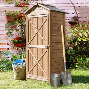 godafa 2x1.5ft outdoor wooden storage sheds with door, waterproof garden storage tool shed for backyard garden patio lawn