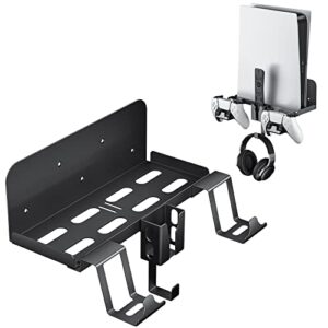 allnice ps5 wall mount, 5 in 1 playstation 5 wall mount (disc and digital edition) wall bracket for playstation 5 with detachable controller holder & headphone hanger & remote control bracket (black)