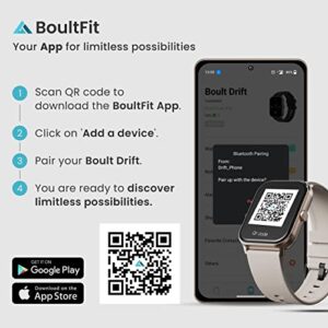 Boult Drift Smart Watch with 1.69" HD Touch Screen, Fitness Tracker, Bluetooth Calling, IP67 Waterproof, Heart Rate & Blood Pressure Monitoring, SpO2 Smartwatch Compatible with Android & iOS (Beige)