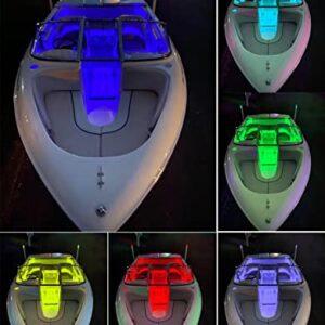 Seaponer Boat Lights Wireless Battery Operated, Waterproof Marine Led Light for Deck Light Courtesy Interior Lights, for Fishing Kayak Duck Jon Bass Boat, RGB Multi Color Remote Controlled, 4pcs