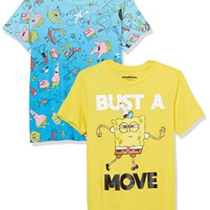 SpongeBob SquarePants Big Boys 2-Pack T-Shirt Bundle-Nickelodeon, Mint Dye/Black