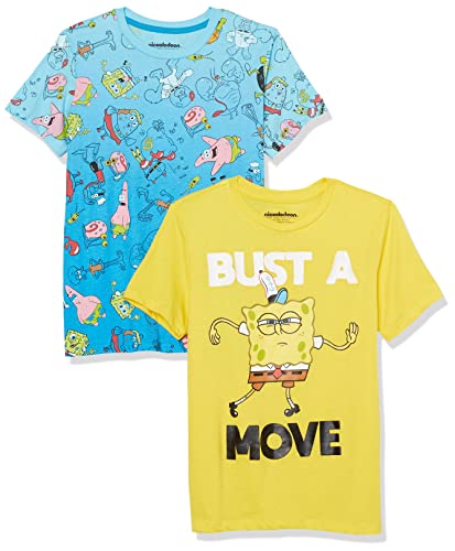 SpongeBob SquarePants Big Boys 2-Pack T-Shirt Bundle-Nickelodeon, Mint Dye/Black