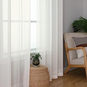 Simplebrand Sheer Curtains 72 Inches Long 2 Panels for Living Room, Dual Rod Pockets Airy Window Treatments Voile Curtains Sheer Panels Lightweight for Front Back Patio Glass Door, Ivory, 42" Width